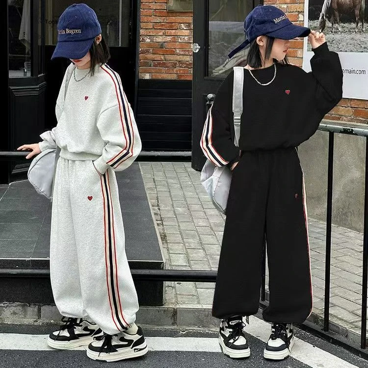 女童套装春秋2025新款儿童时髦运动休闲卫衣中大童秋装运动两件套