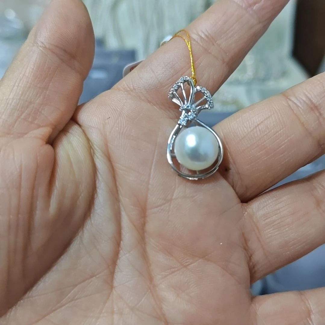 淡水珍珠吊坠(不含链)银S925镶嵌