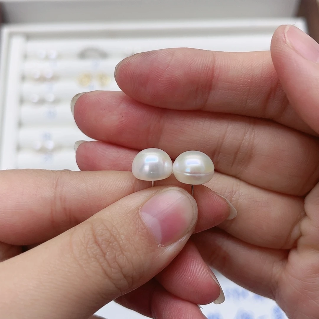 淡水珍珠耳饰银S925镶嵌岁*煙