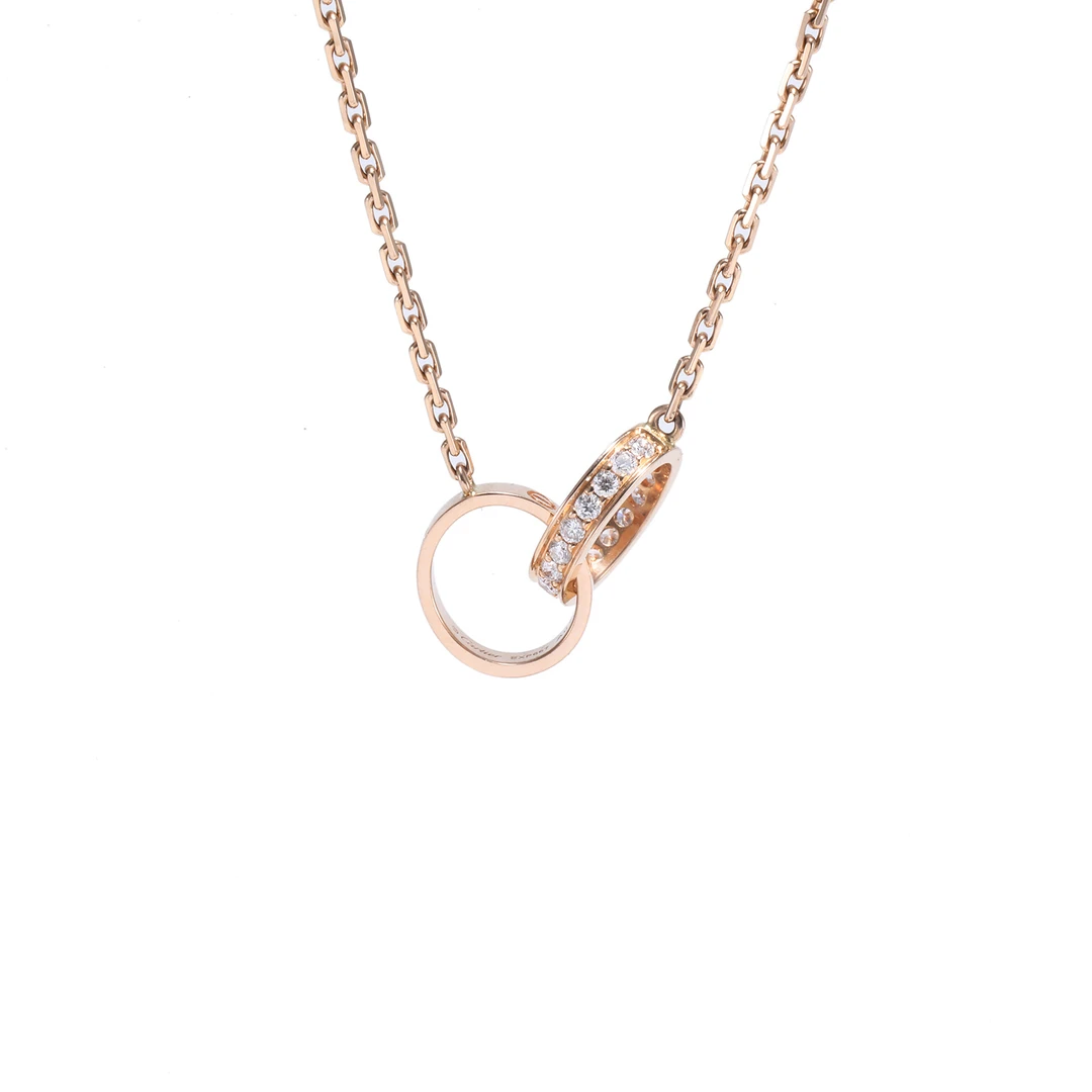 95新 Cartier/卡地亚 【念念活动】LOVE 18K金 半钻双环项链