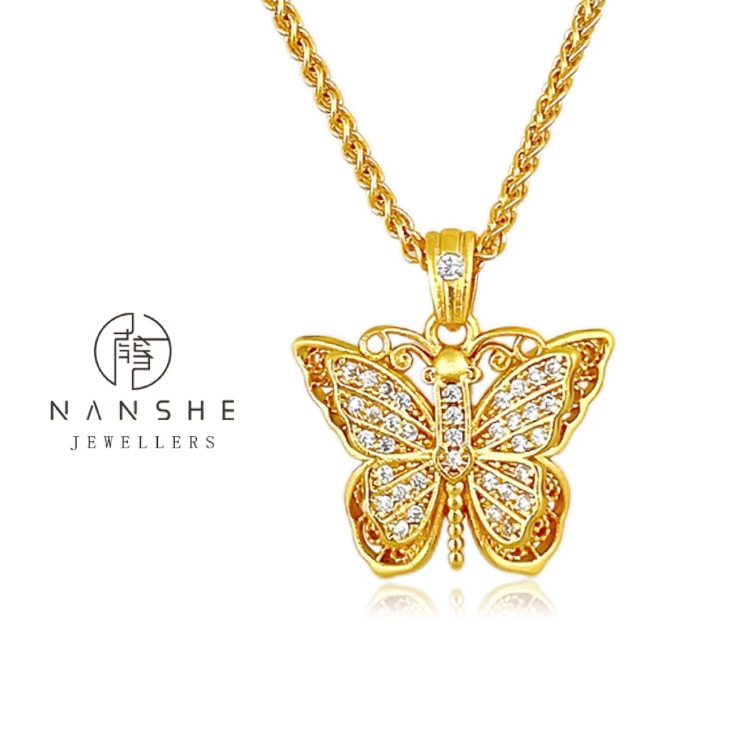 NANSHE/南奢 蝴蝶项链气质坠链古法