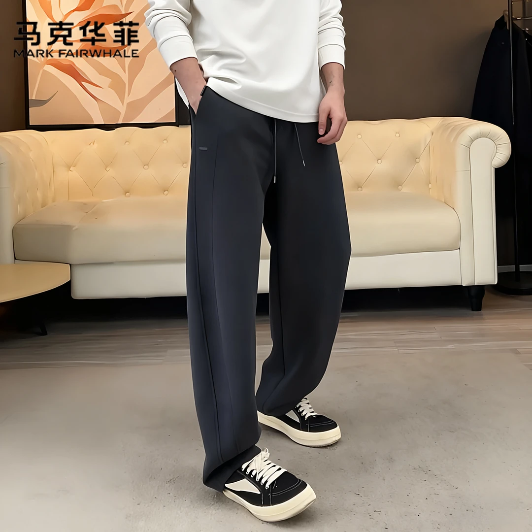 马克华菲秋冬新款空气棉弯刀休闲裤男时尚宽松直筒运动百搭阔腿裤