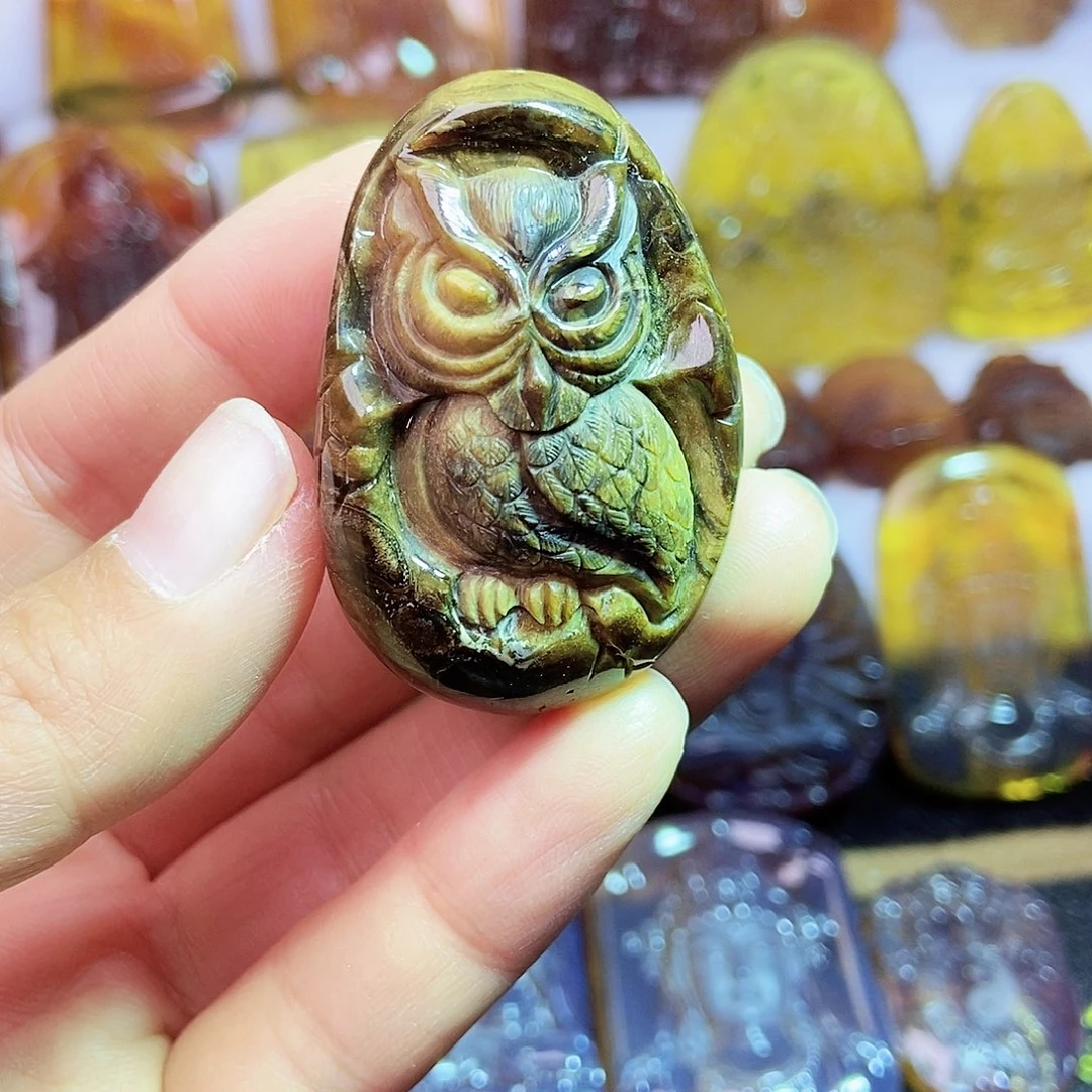 琥珀颈饰未镶嵌猫头鹰