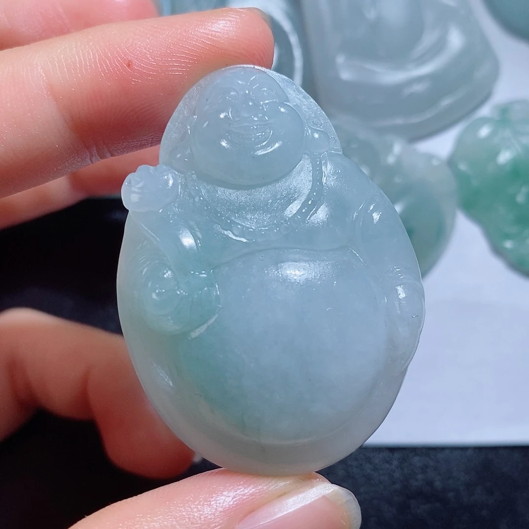 定制翡翠未镶嵌毛货付款后确认抛光