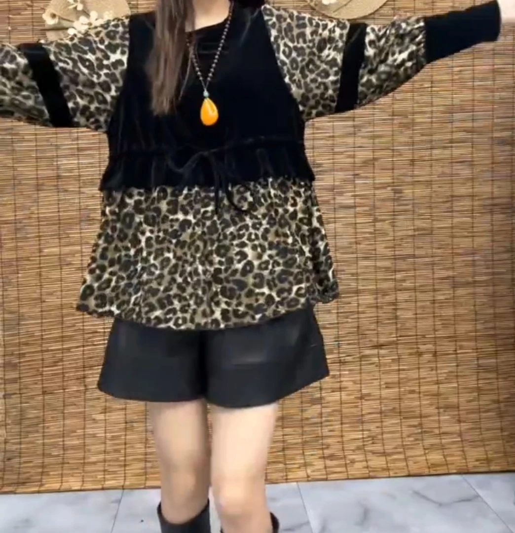 228S43769休闲洋气百搭减龄优雅设计感衫新款舒衫适女士宽松个