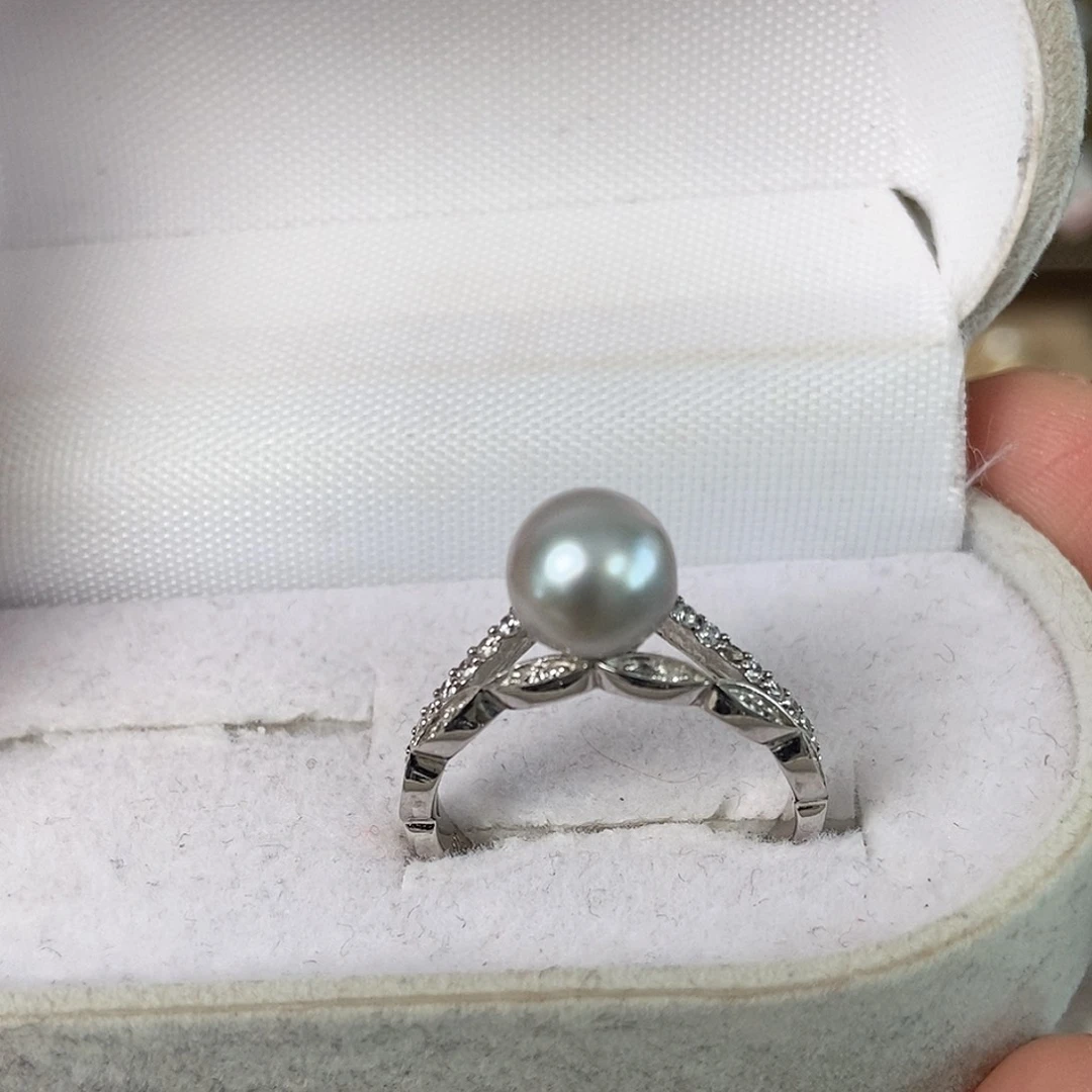 海水珍珠戒指银S925镶嵌