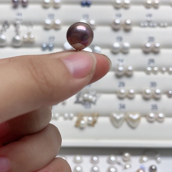 川***佳银S925镶嵌淡水珍珠耳饰