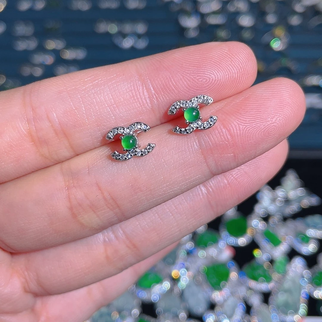 未镶嵌翡翠耳饰耳钉