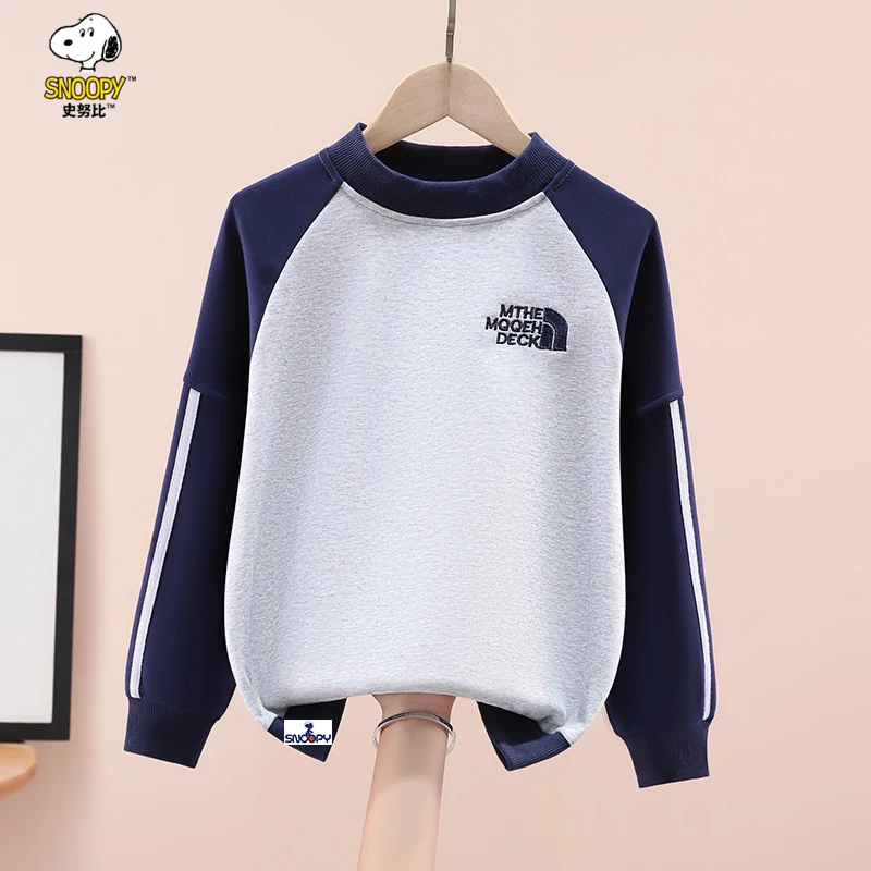 史努比男童插肩袖卫衣春秋款2025新款中大儿童痞帅上衣男孩炸街潮
