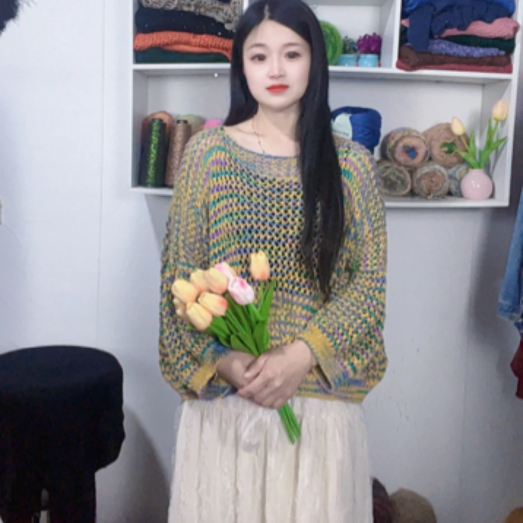 渔网花超柔精纺渐变多彩棉埃及棉日光棉手工编织毛线一团一两棉线