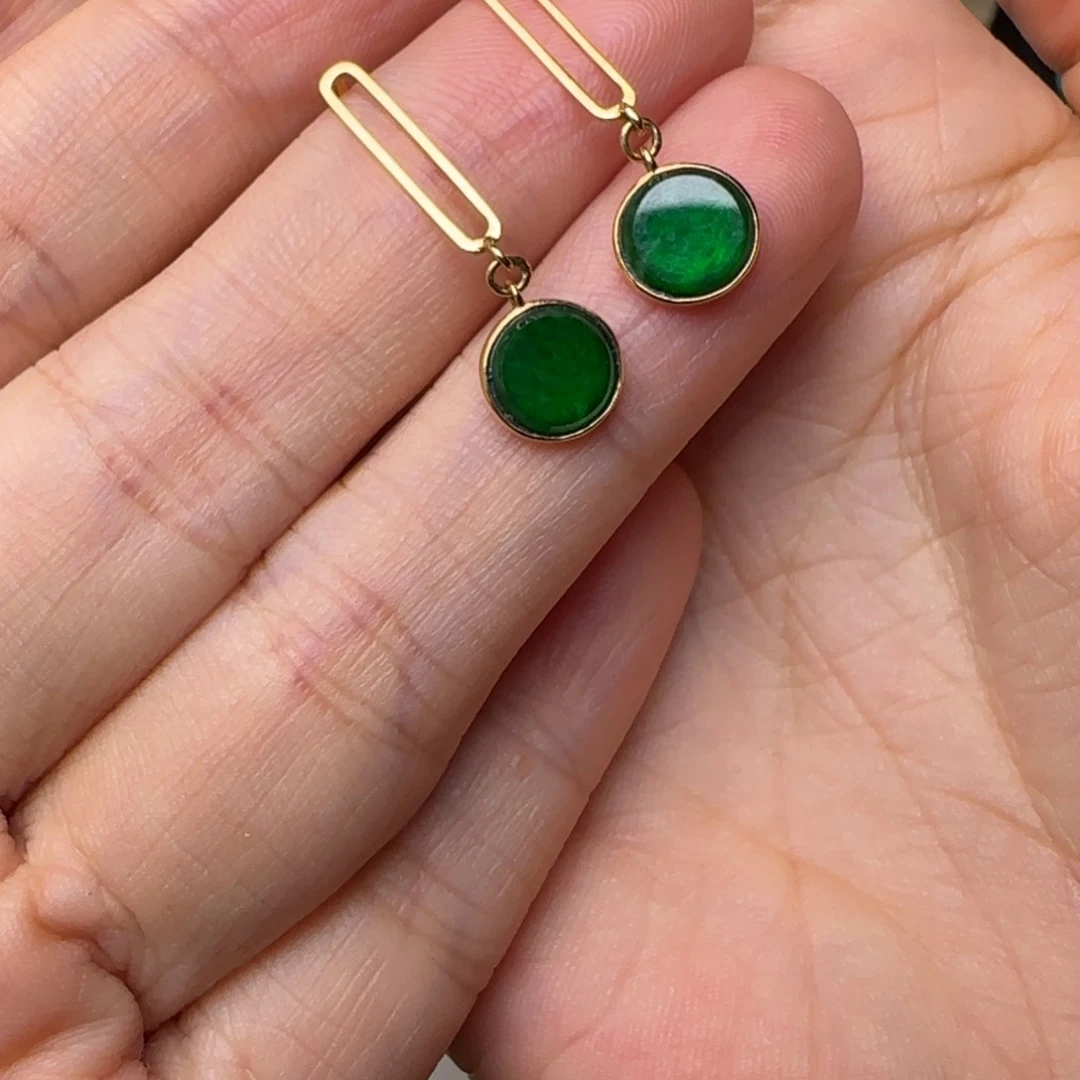 翡翠18K金镶嵌耳饰闪购