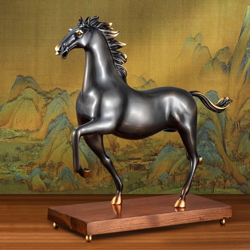 黄铜马到成功办公室铜马摆件客厅酒柜轻奢高档装饰品乔迁新居礼品