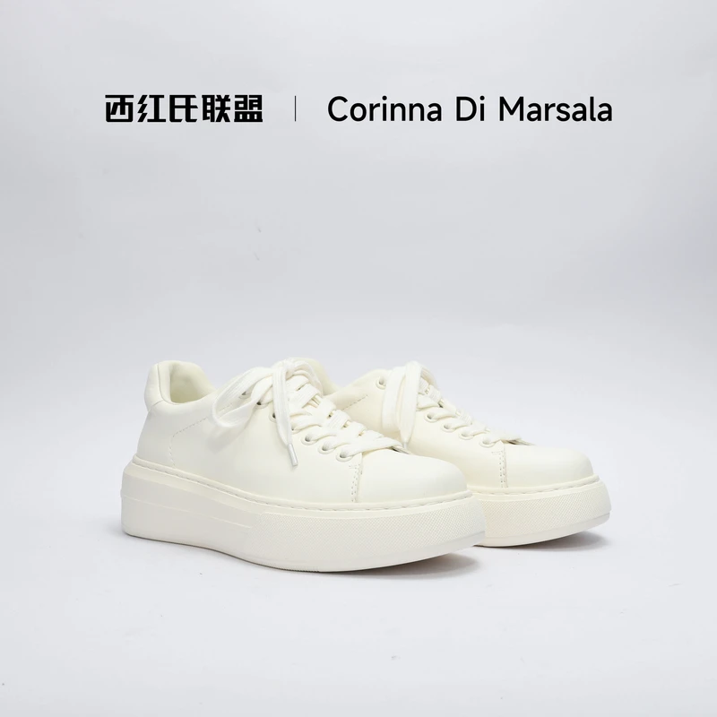 【小马Reese】【西红氏】春款时尚百搭真皮厚底休闲鞋跟高5cm半码拍大