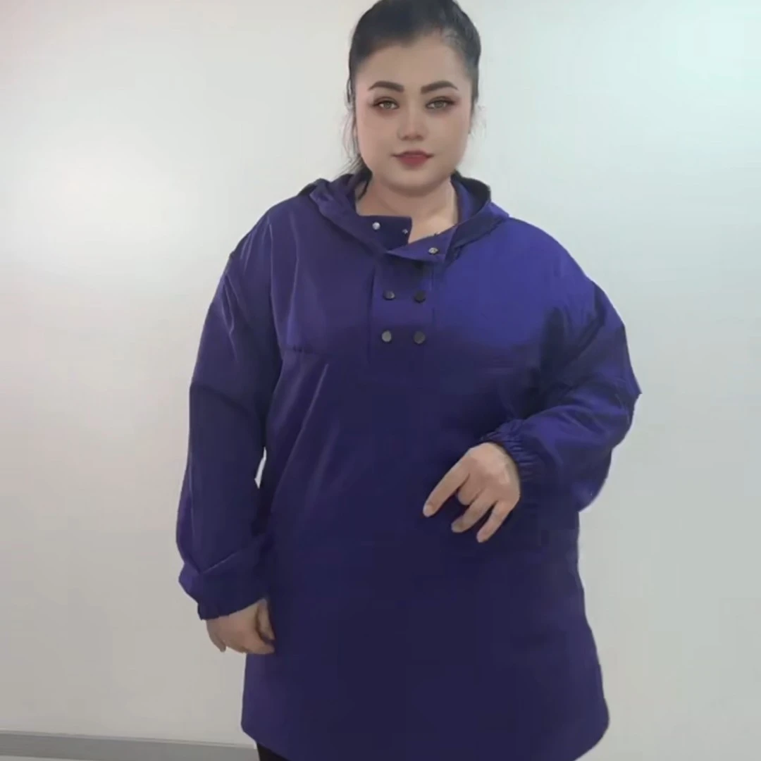 胖美女连帽长袖时尚上衣