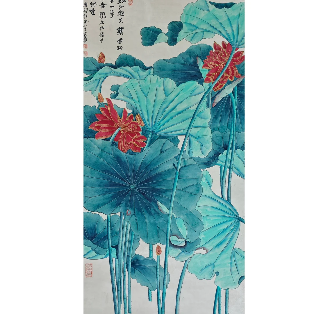 张老款 荷花立轴 138×68