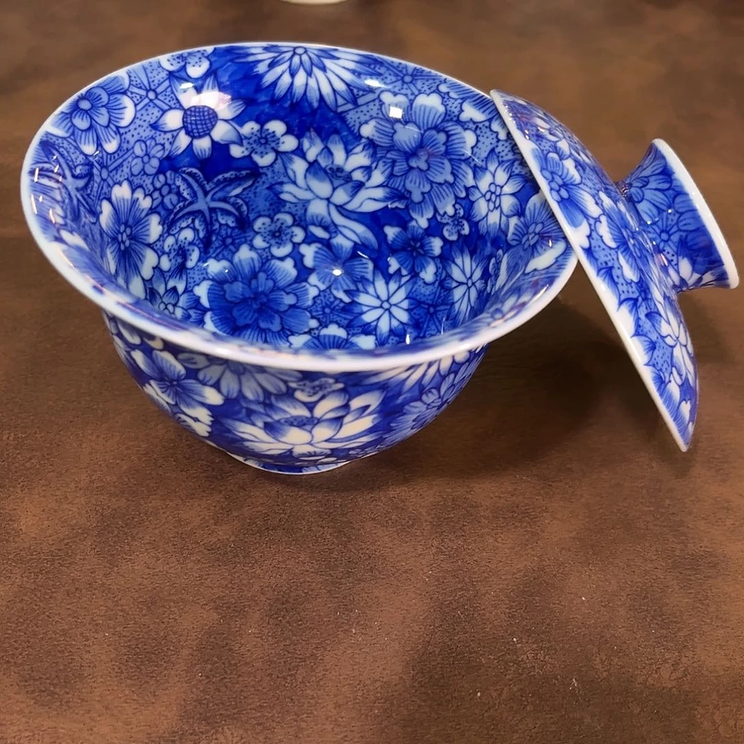 满工万花二才盖碗