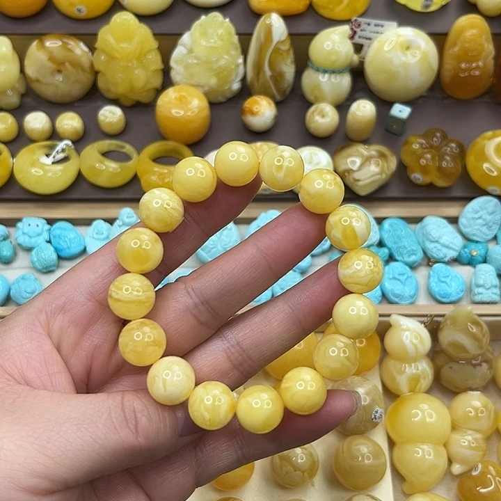 琥珀未镶嵌手链规格13.2毫米