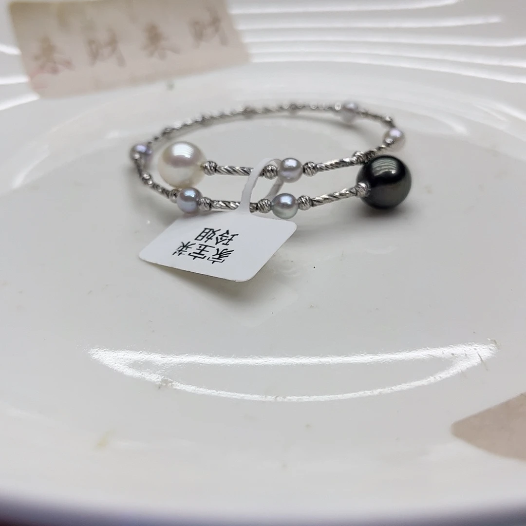 手绳银S925镶嵌海水珍珠