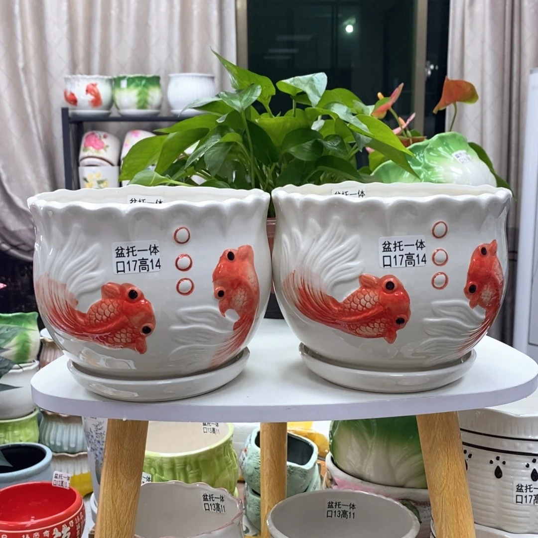 陶瓷@陶瓷花盆@@如鱼得水大号