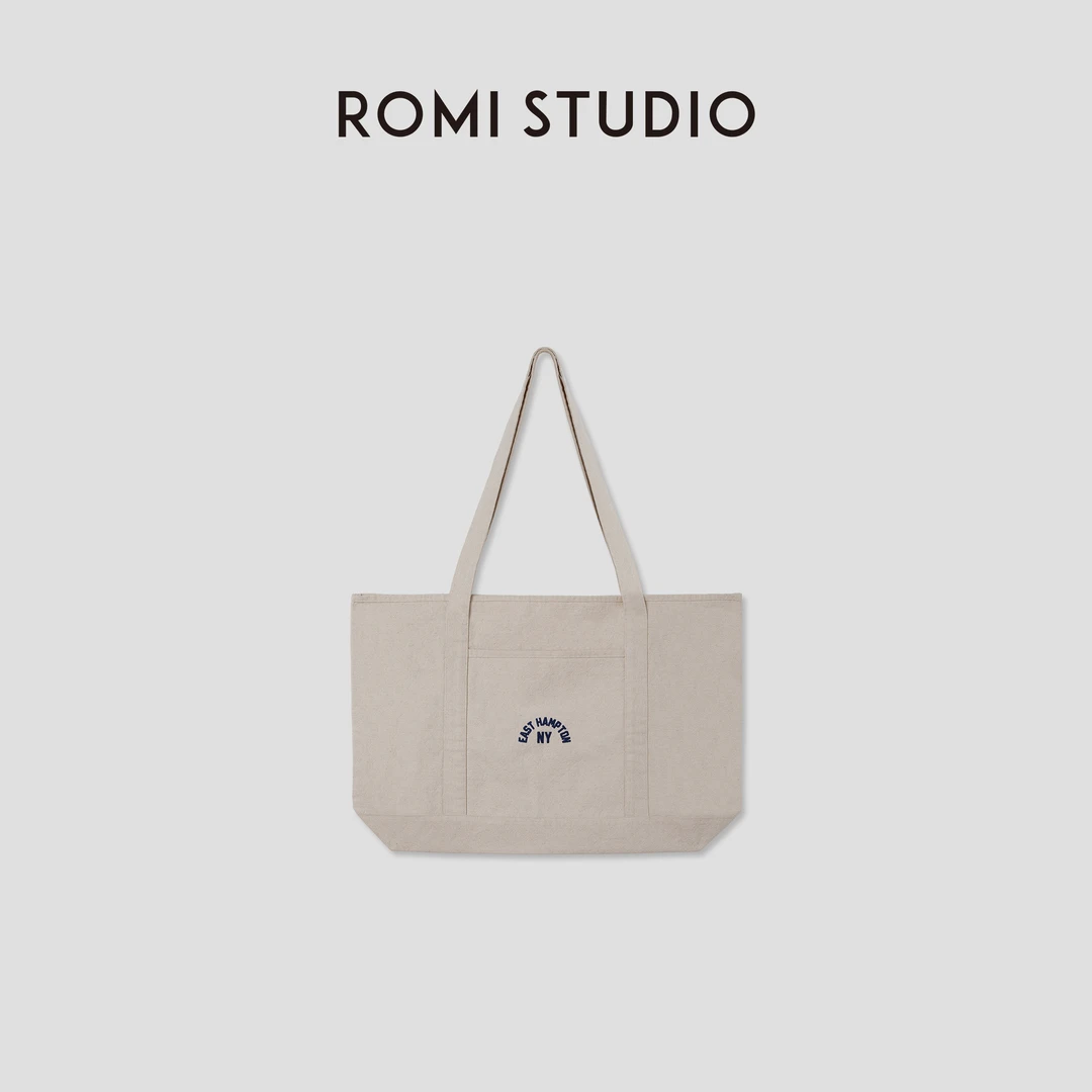 ROMI STUDIO美式复古字母印花大容量单肩手提帆布包 RWBLP31751