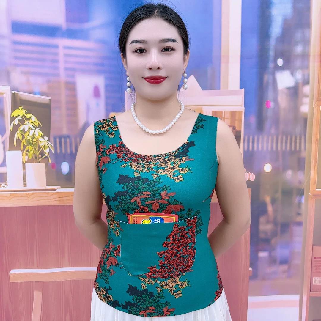 新款印花双兜背心