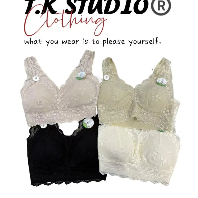 T.K<法式蕾丝>蕾丝宽肩带女士美背性感无钢圈舒适贴身吊带背心！