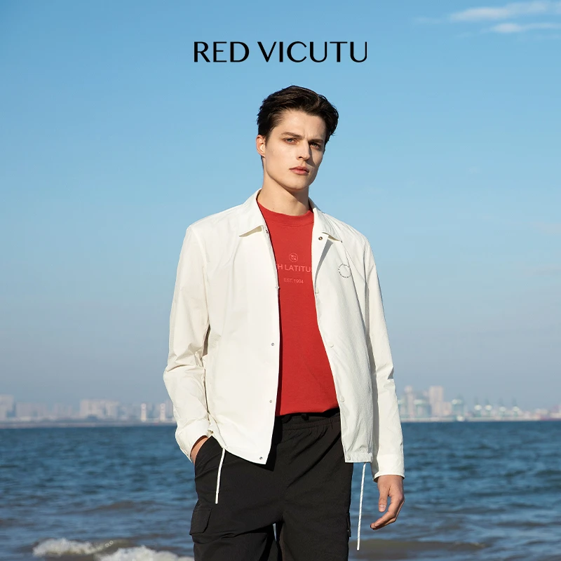 RED VICUTU威可多男士夹克舒适翻领商务通勤休闲修身外套男装上衣