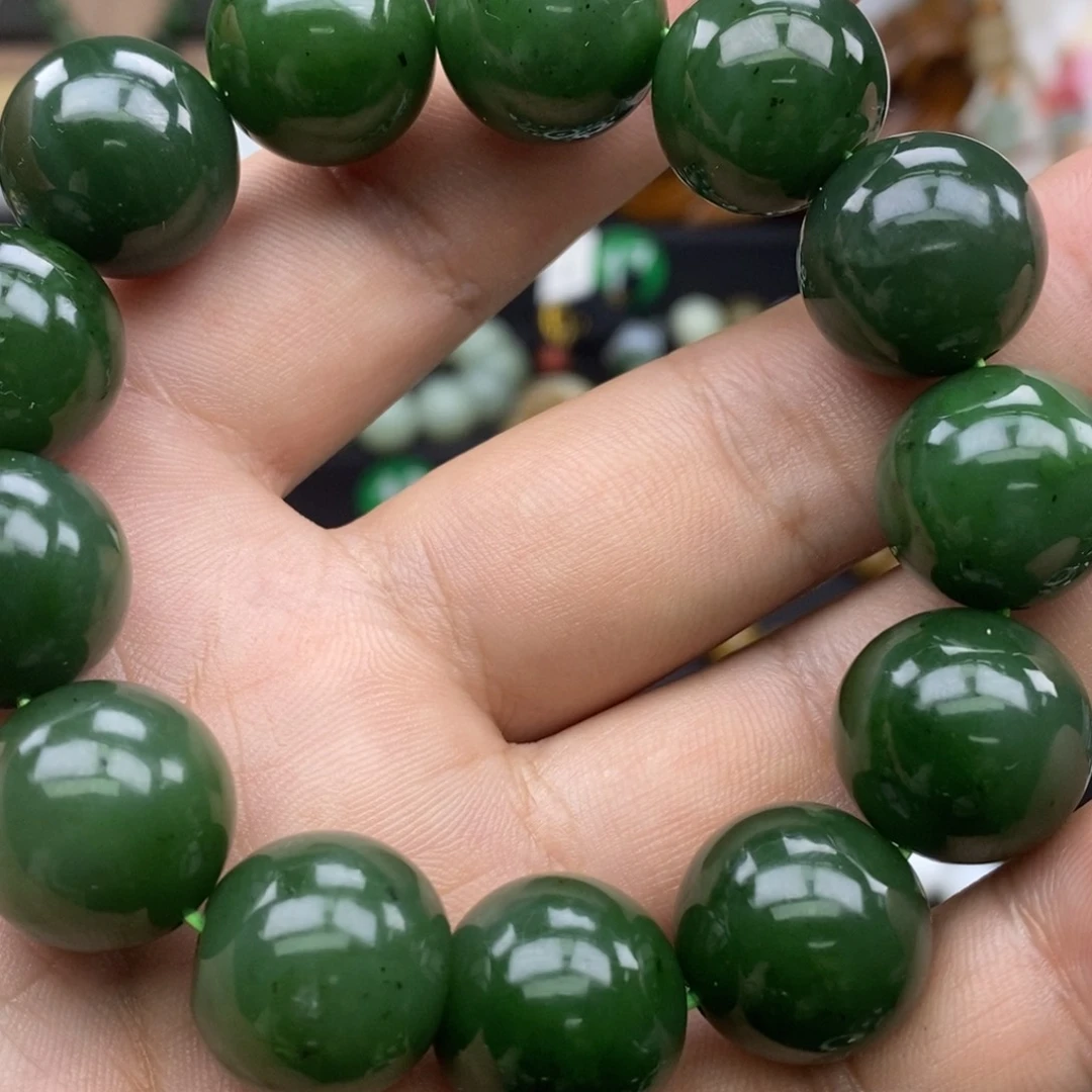 和田玉手链未镶嵌碧玉卡17