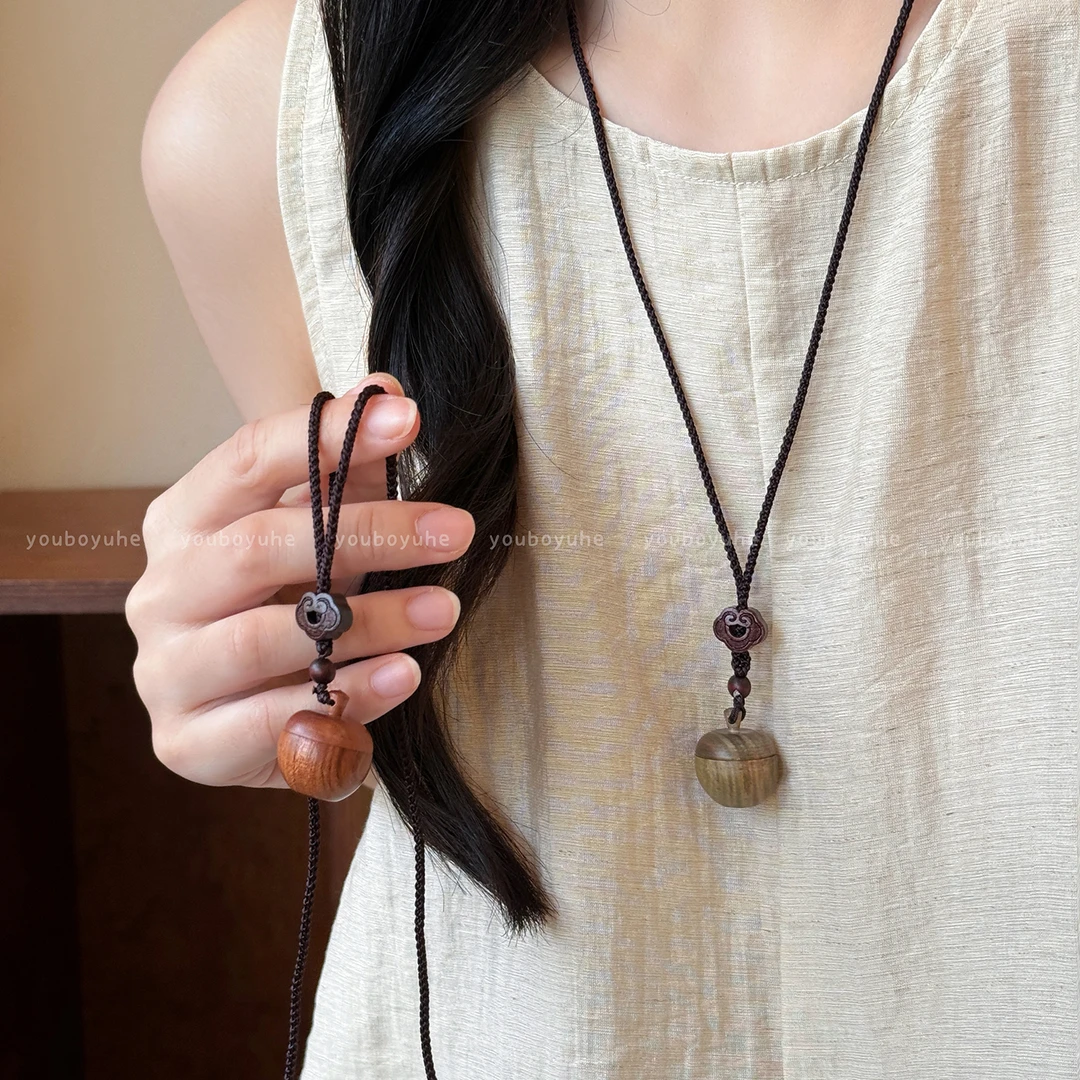 非金属棉绳项链 可打开的苹果吊坠项链复古民族风长款毛衣链C120