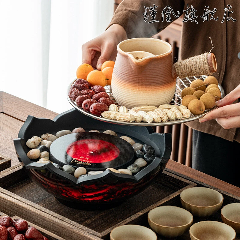 围炉煮茶罐罐茶壶烤奶家用电陶炉仿明火室内插电新款加厚烧水加热