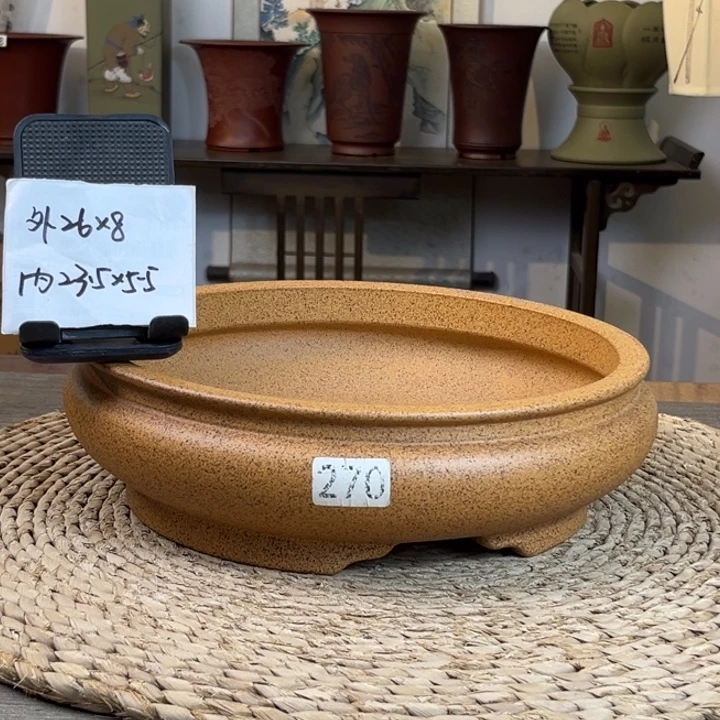 花盆紫砂  放漏特惠柴烧束口浅圆270