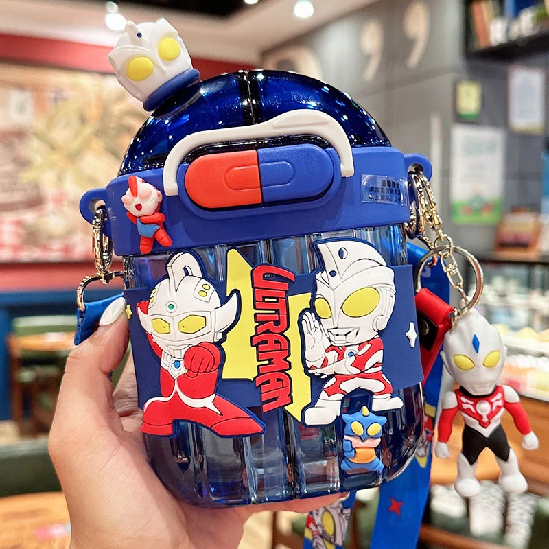 奥特曼儿童水杯幼儿园男孩分仓双饮杯上学专用塑料杯便携吸管杯子