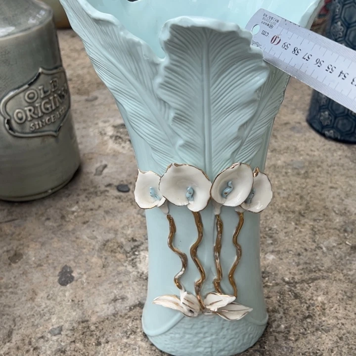 陶瓷花瓶摆件微瑕捡漏出高40口18公分微瑕上釉不均磕碰