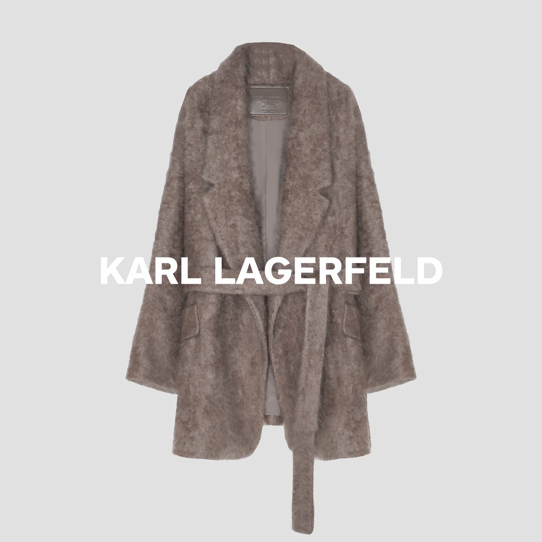 【KARL LAGERFELD】设计感翻驳领羊绒系带外套DLLFY02678