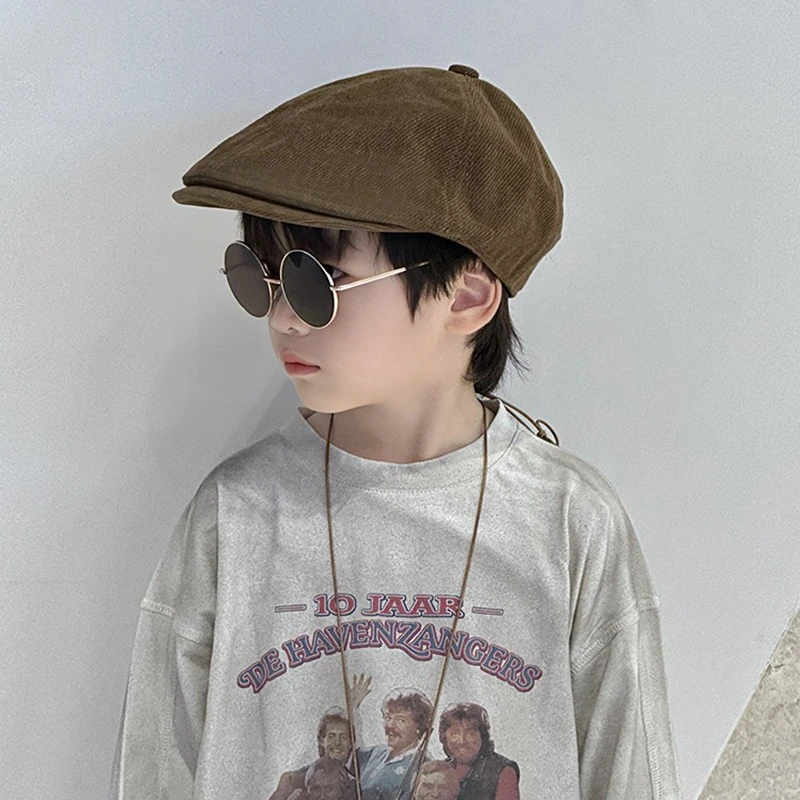 男童贝雷帽儿童春秋款中大童秋季款英伦风可调节潮酷男宝鸭舌前进