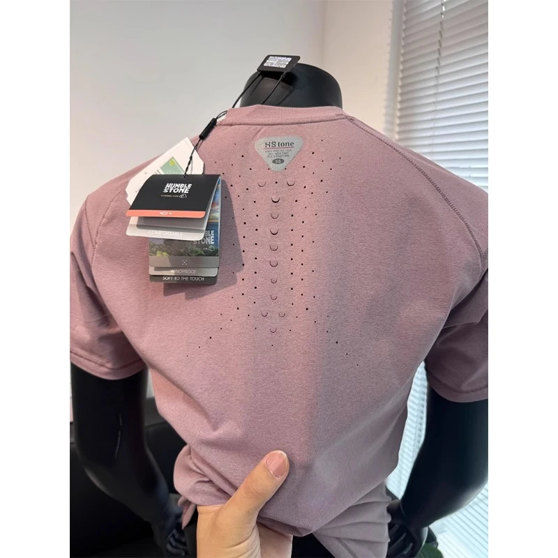 龙鳞激光打孔速干t恤男款夏季美式运动健身骑行吸湿排汗插肩短袖