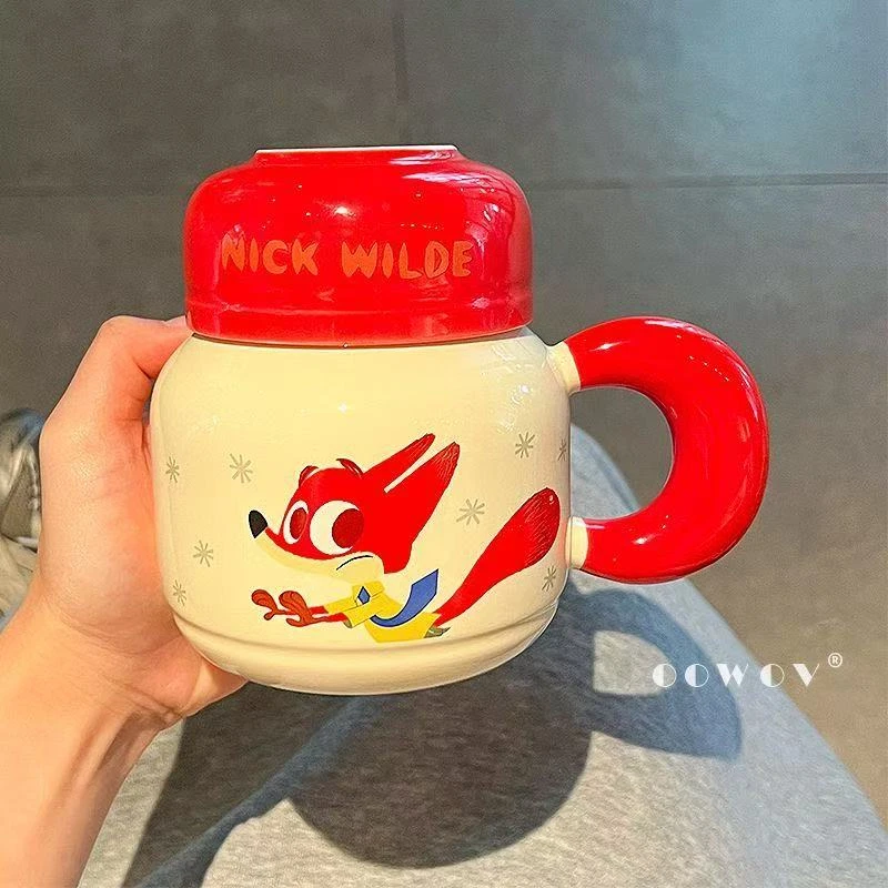迪士尼朱迪杯子陶瓷马克杯带盖可爱宿舍家里喝水杯生日礼物