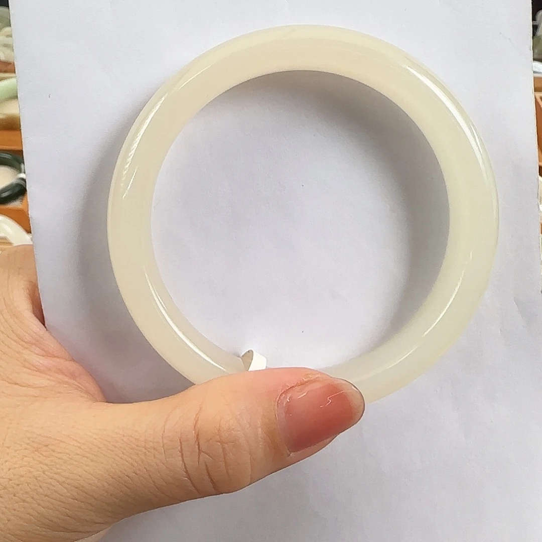 和田玉未镶嵌手镯冰藕粉59/60