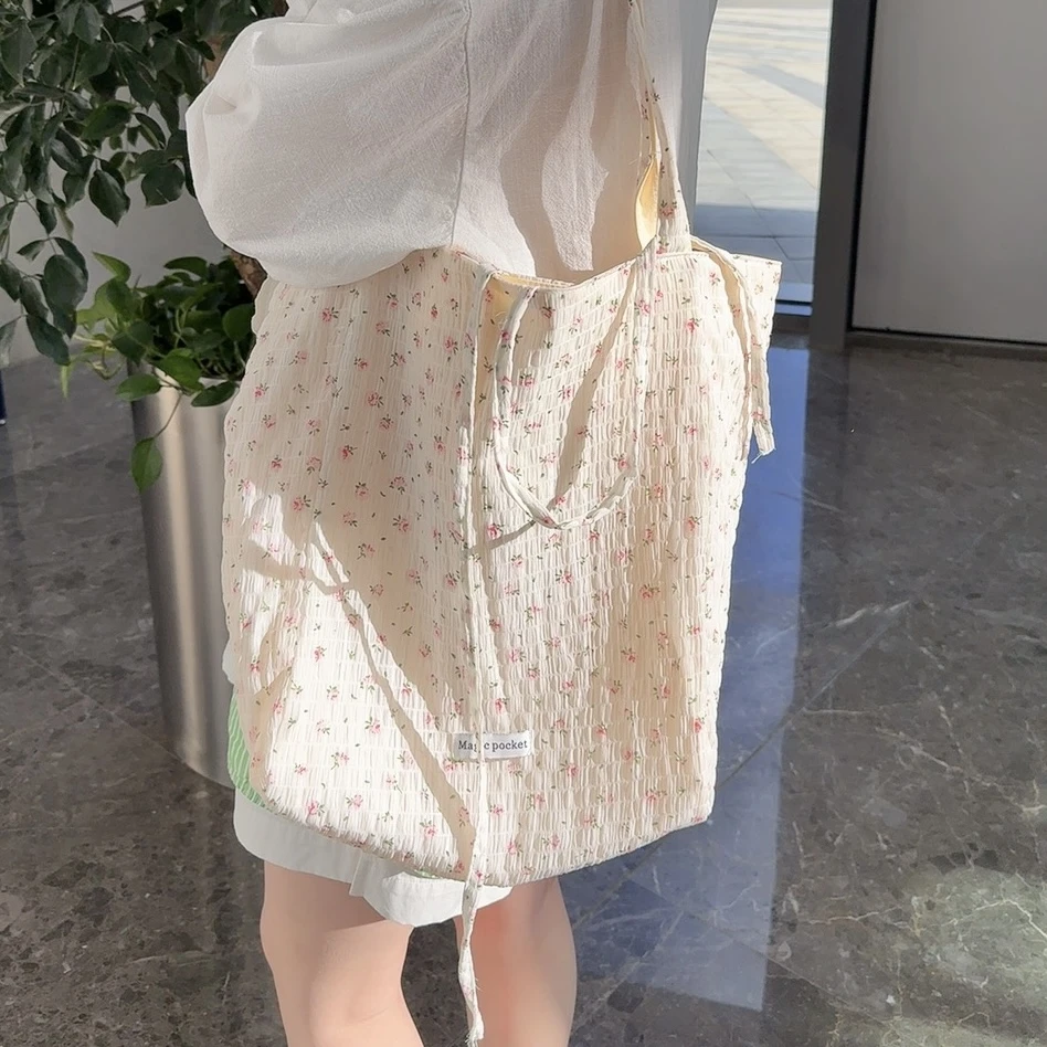 碎花网红时尚百搭夏季学生ins韩版休闲小众印花便携环保单肩肩包