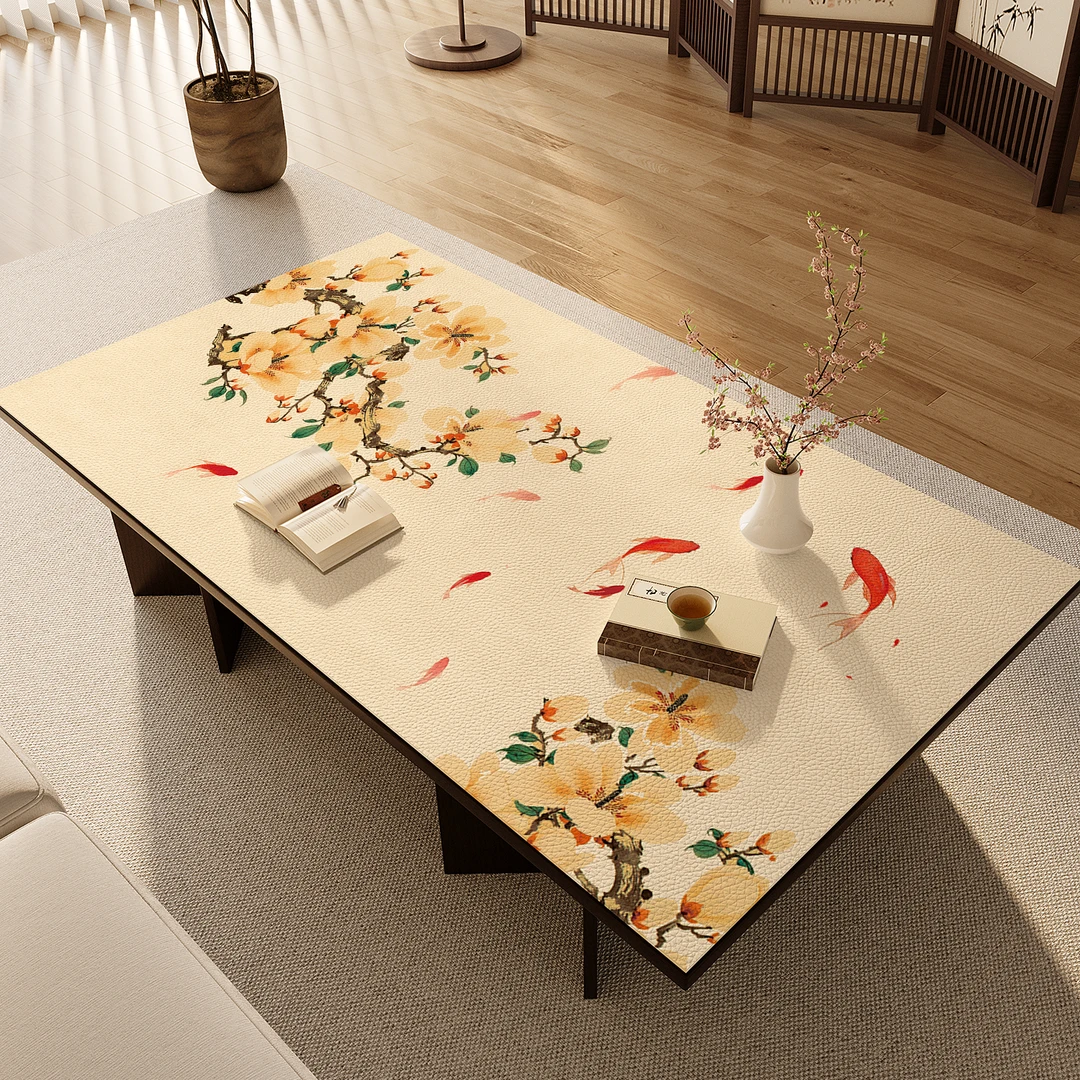 新中式国风茶几桌垫客厅实木隔热餐桌桌面保护垫防水防油免洗桌布
