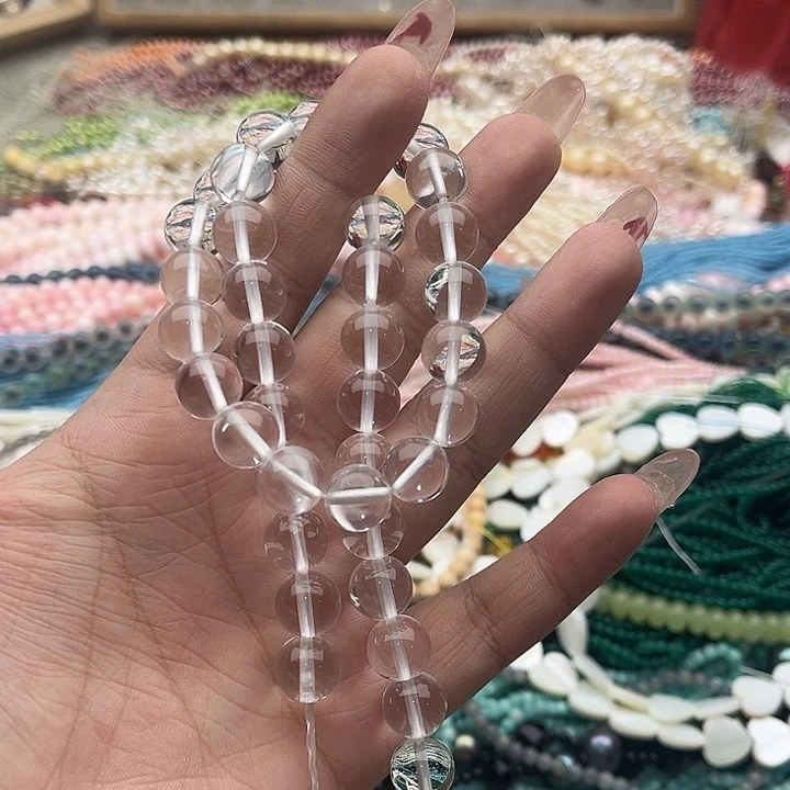 玛瑙/玉髓珠宝半成品未镶嵌10mm左右白水晶珠