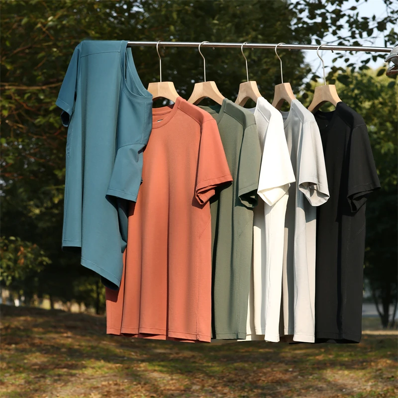 爆爽体感 夏季男士天丝桑蚕丝混纺亲肤爽滑凉感百搭T恤圆领短袖