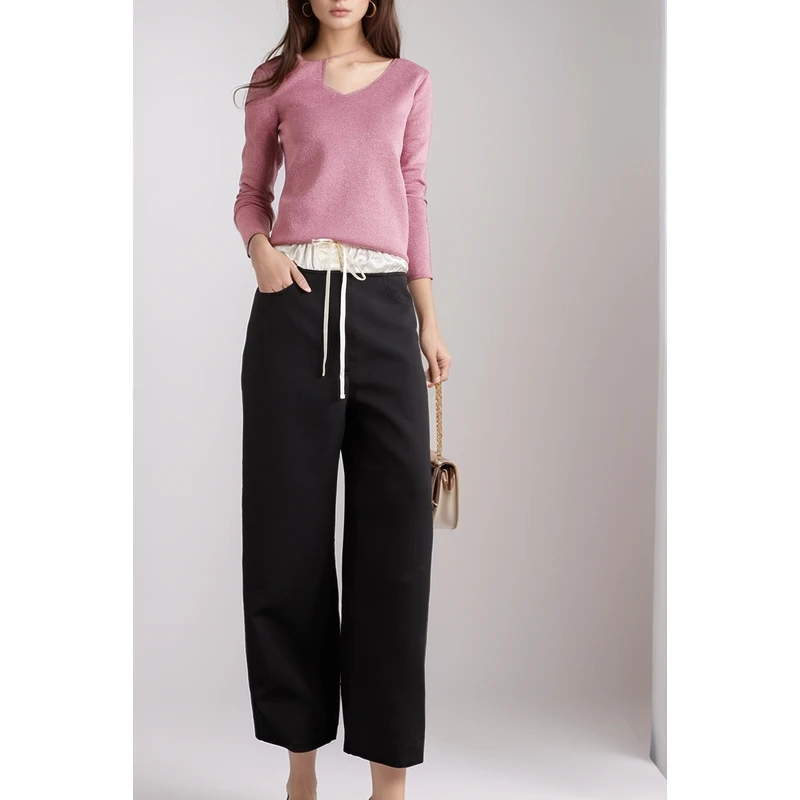 JW Anderson 女士挖剪金属感针织上衣