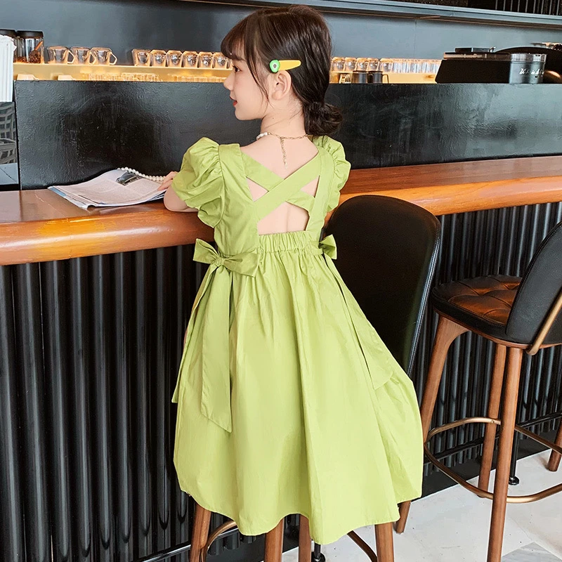 女童连衣裙裙子儿童夏季新款小女孩时尚洋气纯色连衣裙（价格已开）