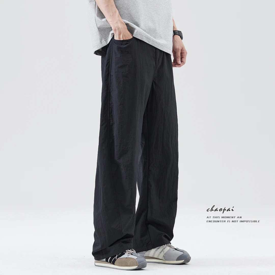 宽松阔腿弯刀裤男2025夏季薄款冰丝速干新款裤子凉感透气直筒长裤