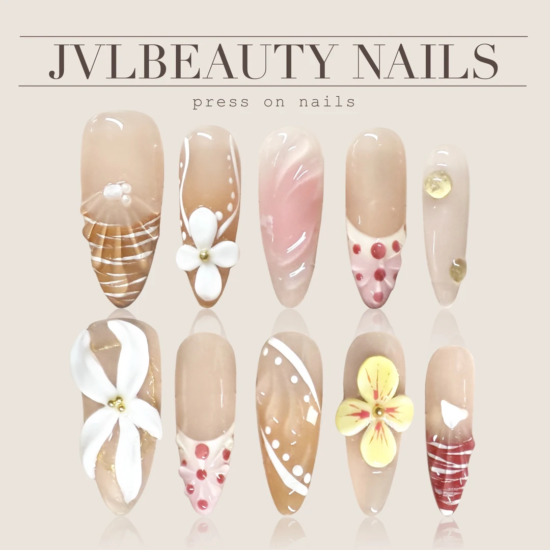 JVLBEAUTY欧美风立体雕花穿戴甲高级感假指甲贴片