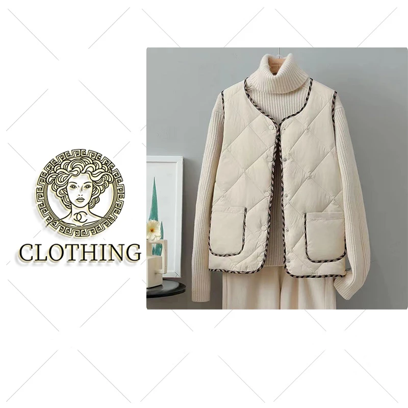 【CLOTHING/原创设计】1699秋冬新款年菱形格棉服马甲女短款马夹女