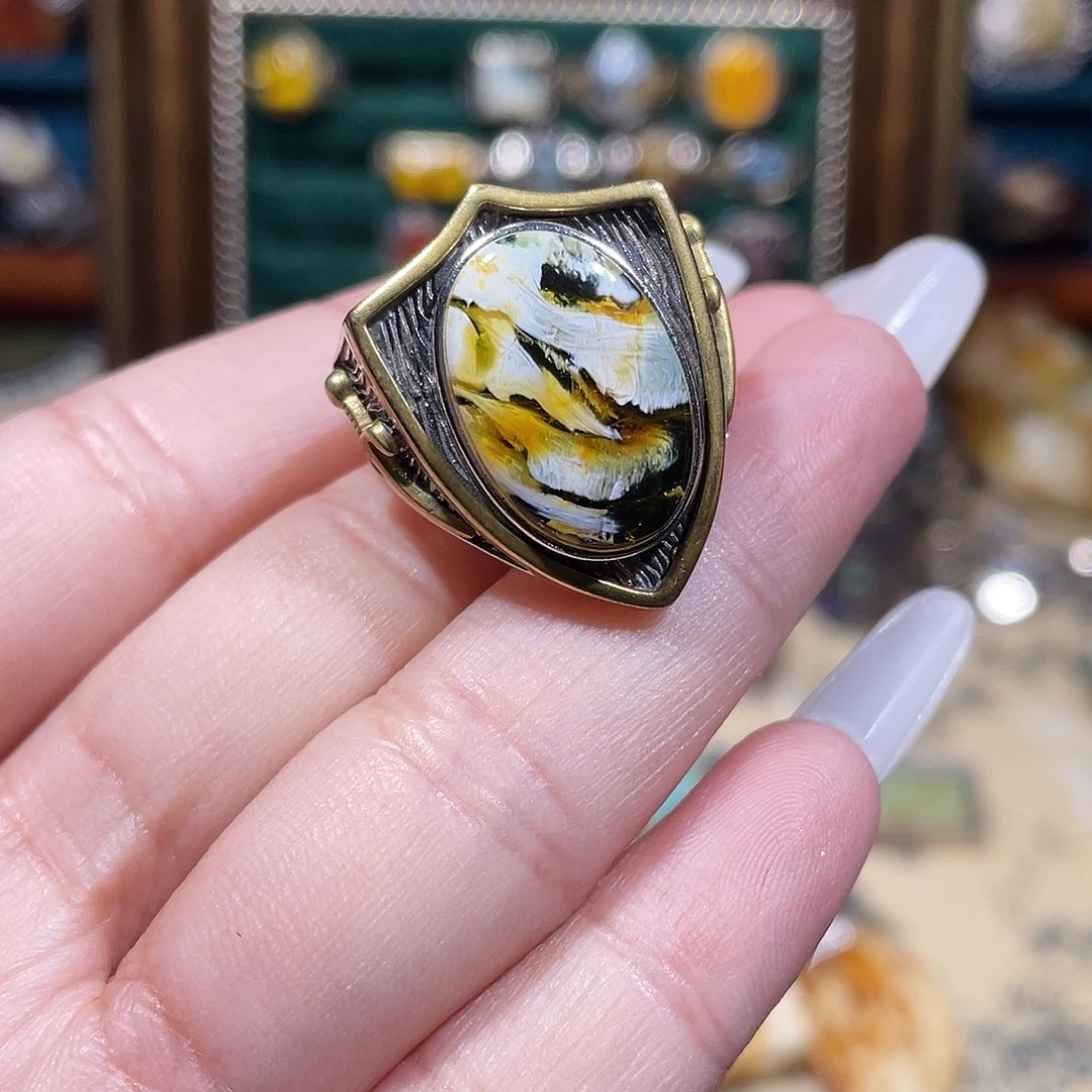 *****琥珀银S925镶嵌戒指戒指