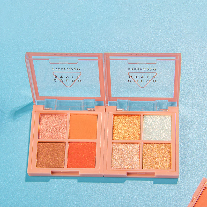 彩妆茶盘四色眼影哑光珠光亮片粉色眼影盘平价彩色化妆品美妆