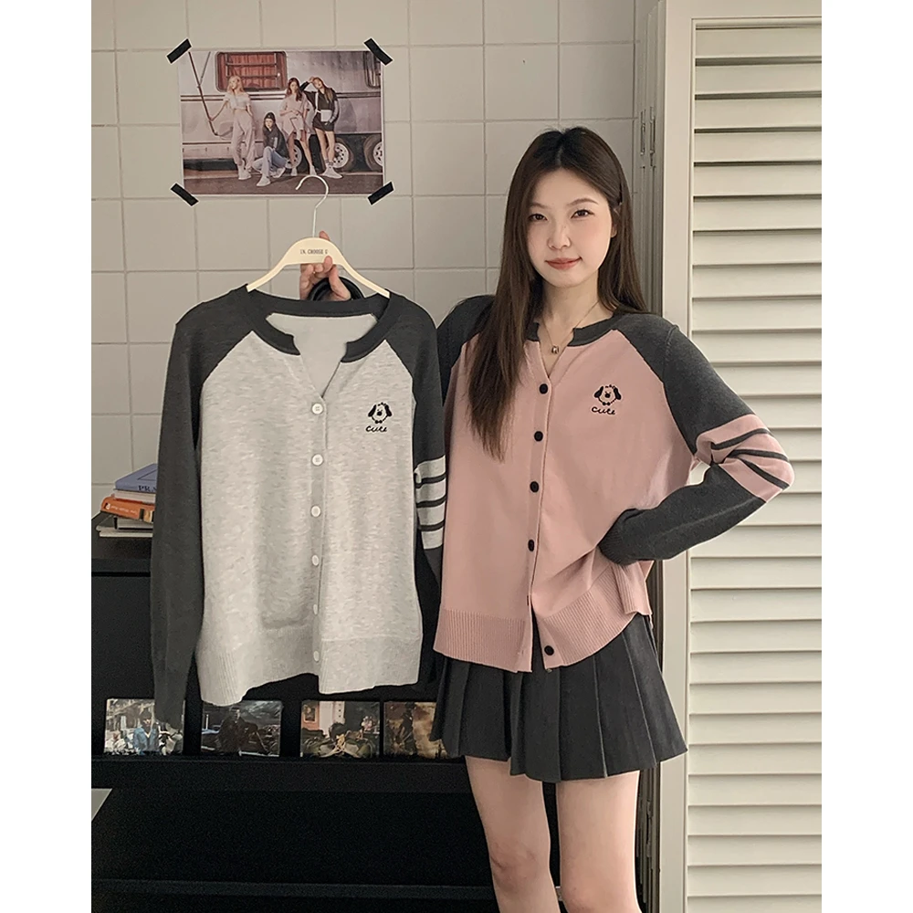 清大码女装2025秋季气质撞色针织衫胖mm百搭显瘦开衫上衣69291